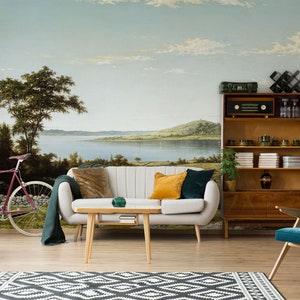 Vintage Scenic Wallpaper Mural, Landscape Wallpaper | Peel and Stick (Self Adhesive) or Non Adhesive Vinyl Paper