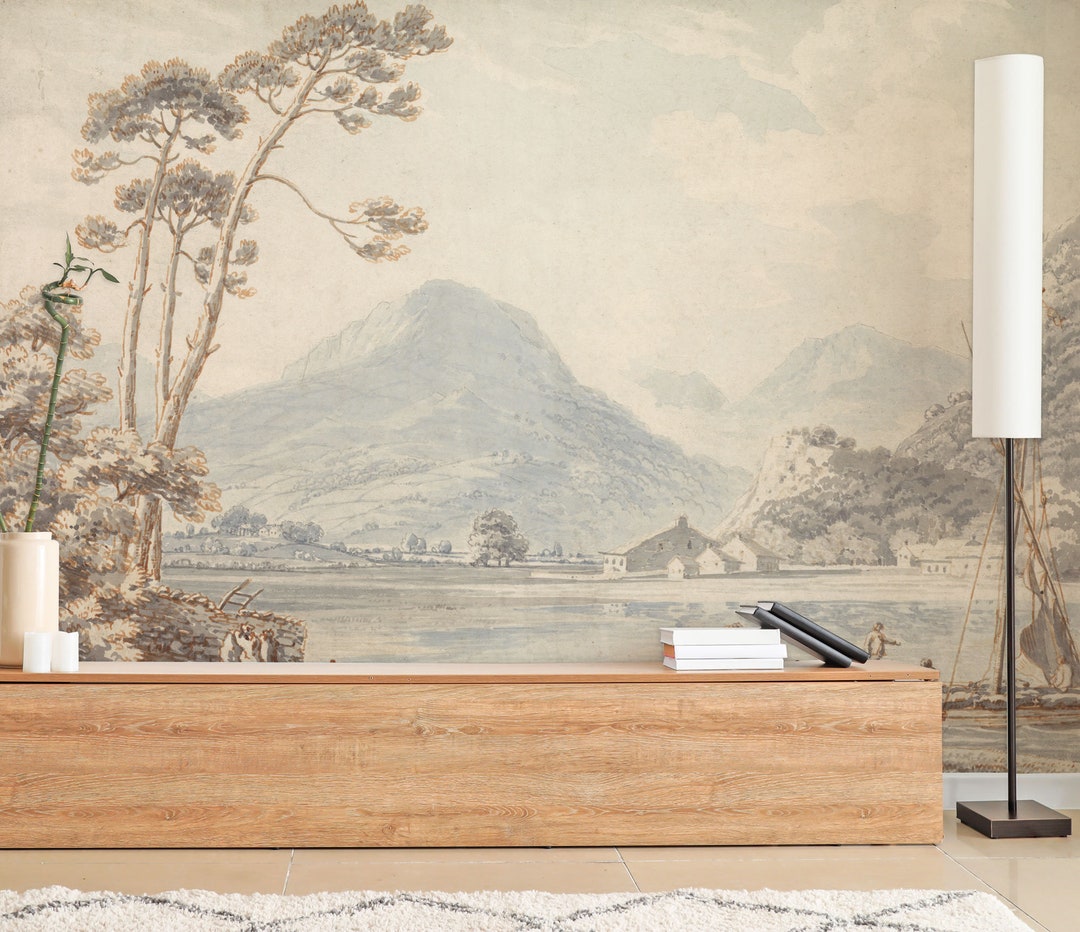 Mountain and Lake Landscape Wallpaper, Wall Mural, Scenic Wallpaper ...