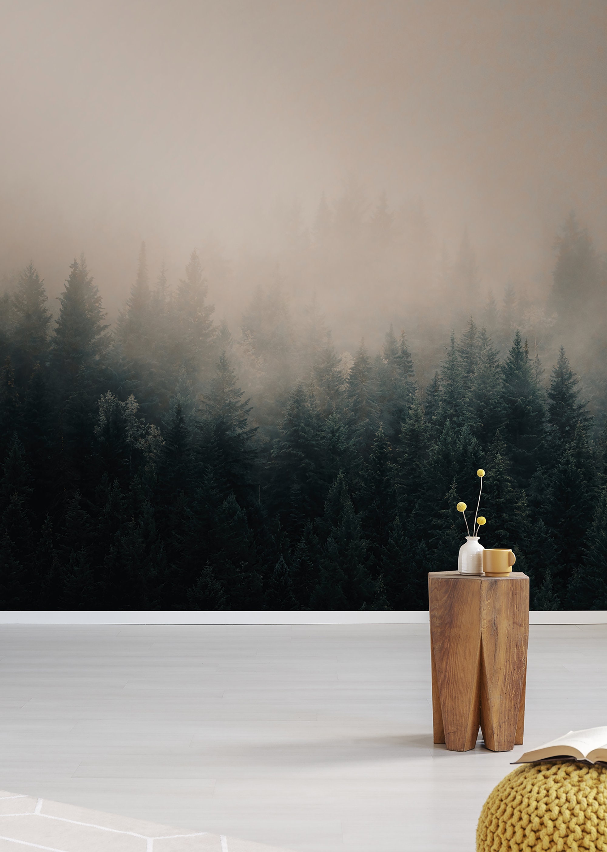 Misty Forest Landscape, Peel and Stick Wall Mural - Etsy UK