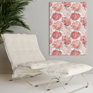 Aquarell blühende rosa Pfingstrosen, Leinwand Druck, botanischer Druck, moderne Wand-Dekor, ZUM SELBSTBAU