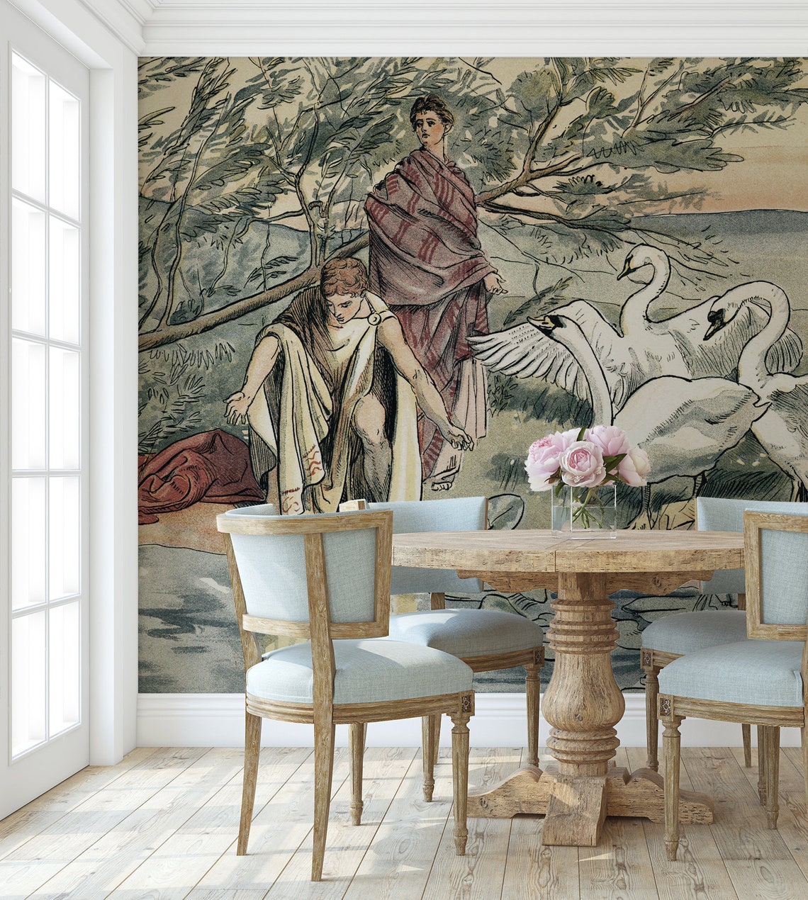 Abstract Wallpaper With Geese, Wall Mural | Peel and Stick (self ...
