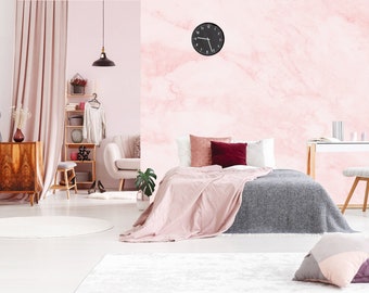 Pink marble wallpaper, abstract marble pattern | self-adhesive, removable, peel & stick wall mural