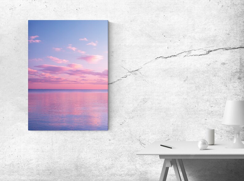 Pink Purple Sunset Canvas Print, Modern Ocean Wall Art (FOR SELF ...