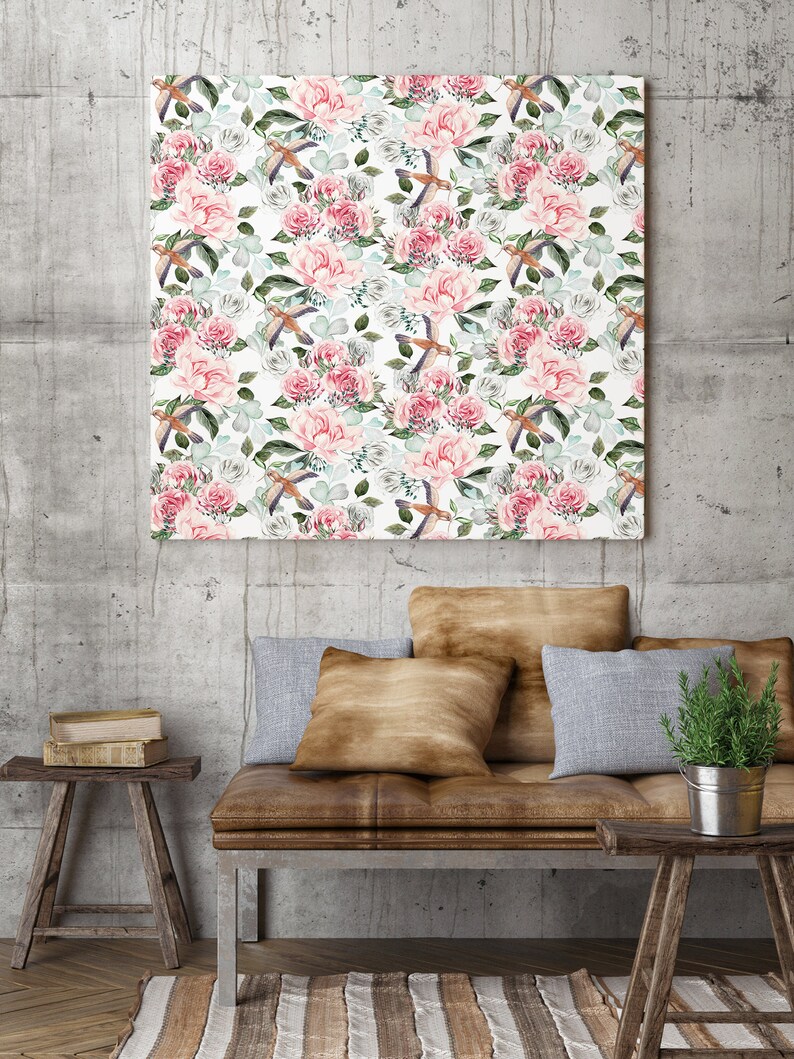 Watercolor Pink Roses Canvas Print, Botanical Wall Decor (FOR SELF ...