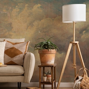 Watercolor clouds wallpaper, abstract wall mural, scenic wallpaper | Peel and Stick (Self Adhesive) or Non Adhesive Vinyl Paper
