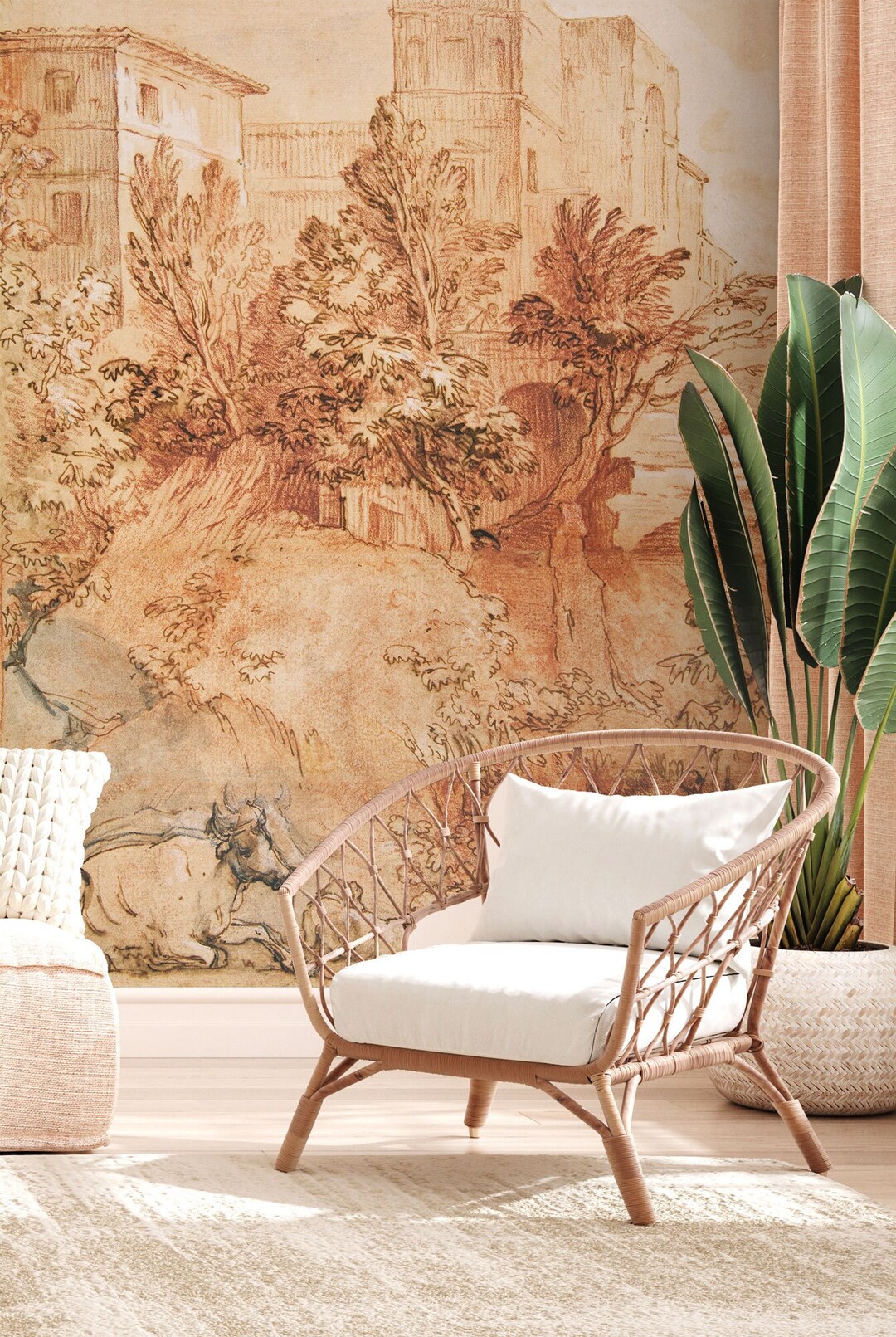 Abstract Landscape Wallpaper, Wall Art Wallpaper | Peel and Stick (self ...