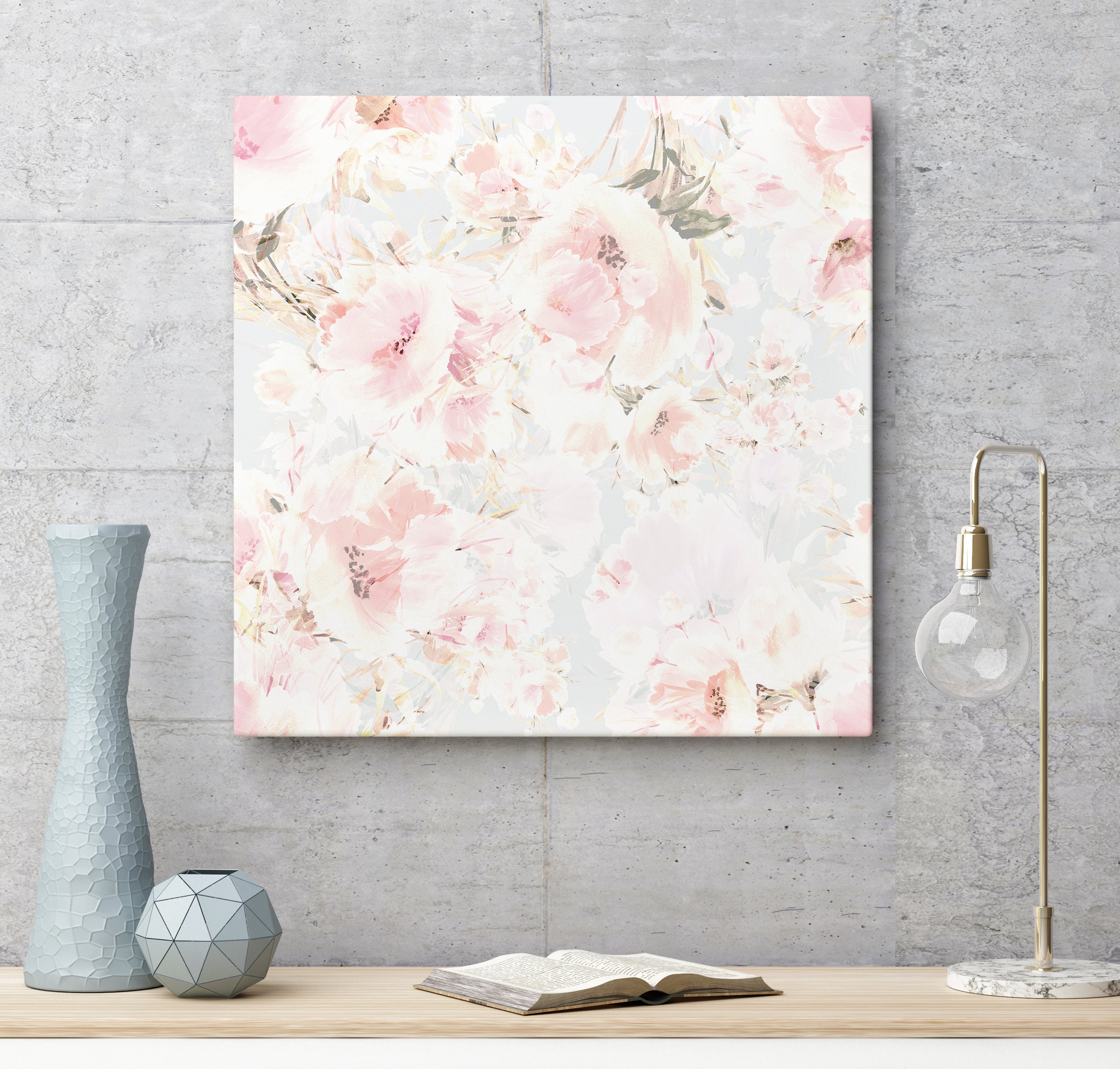 Pastel Pink Watercolor Flowers Canvas Print Botanical Print - Etsy