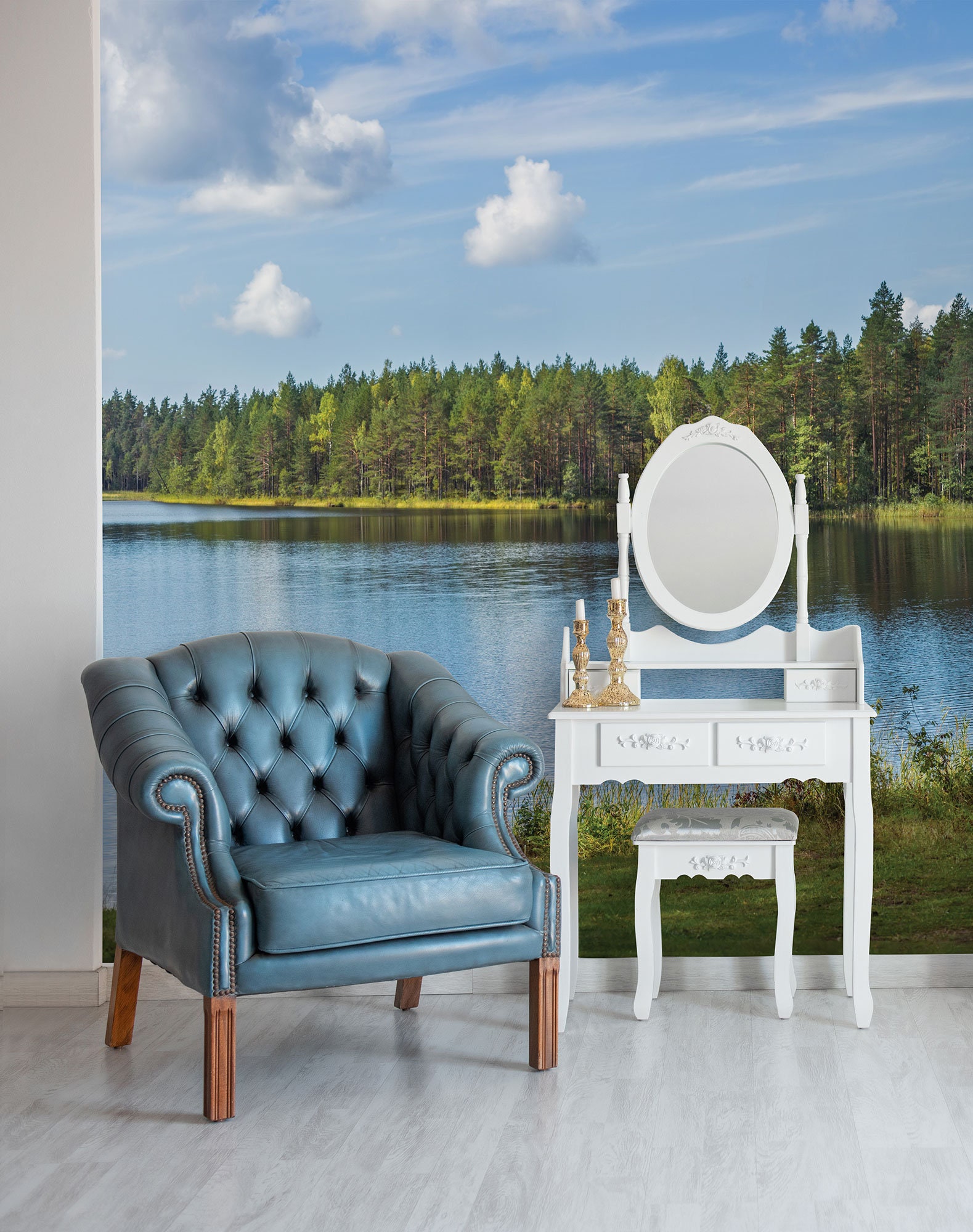 Lake & Forest Landscape Wallpaper | Peel and Stick Vinyl - Etsy