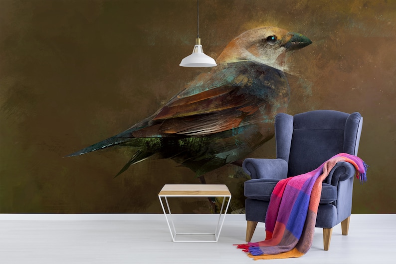 Wallpaper With Beautiful Bird Self Adhesive Peel and Stick Etsy
