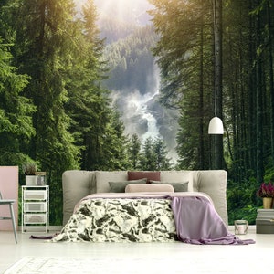 The Krimml Waterfalls and forest wallpaper | self-adhesive, removable, peel & stick wall mural