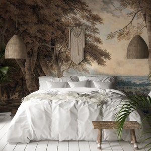 Vintage tree wallpaper, Painting Wall Mural | Peel and Stick (Self Adhesive) or Non Adhesive Vinyl Paper