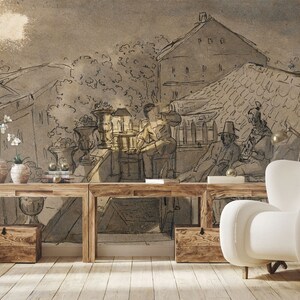 Abstract vintage wallpaper, Wall Art Wallpaper | Peel and Stick (Self Adhesive) or Non Adhesive Vinyl Paper