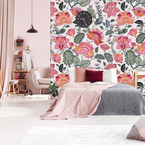 Oriental mural,print painting wallpaper,wall decal,removable peel and stick wallpaper,wall decor,sticker,floral clipart,pastel,ethnic,vinyl