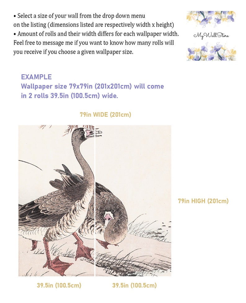 Goose Painting Wallpaper Mural, Peel and Stick or Non Adhesive - Etsy