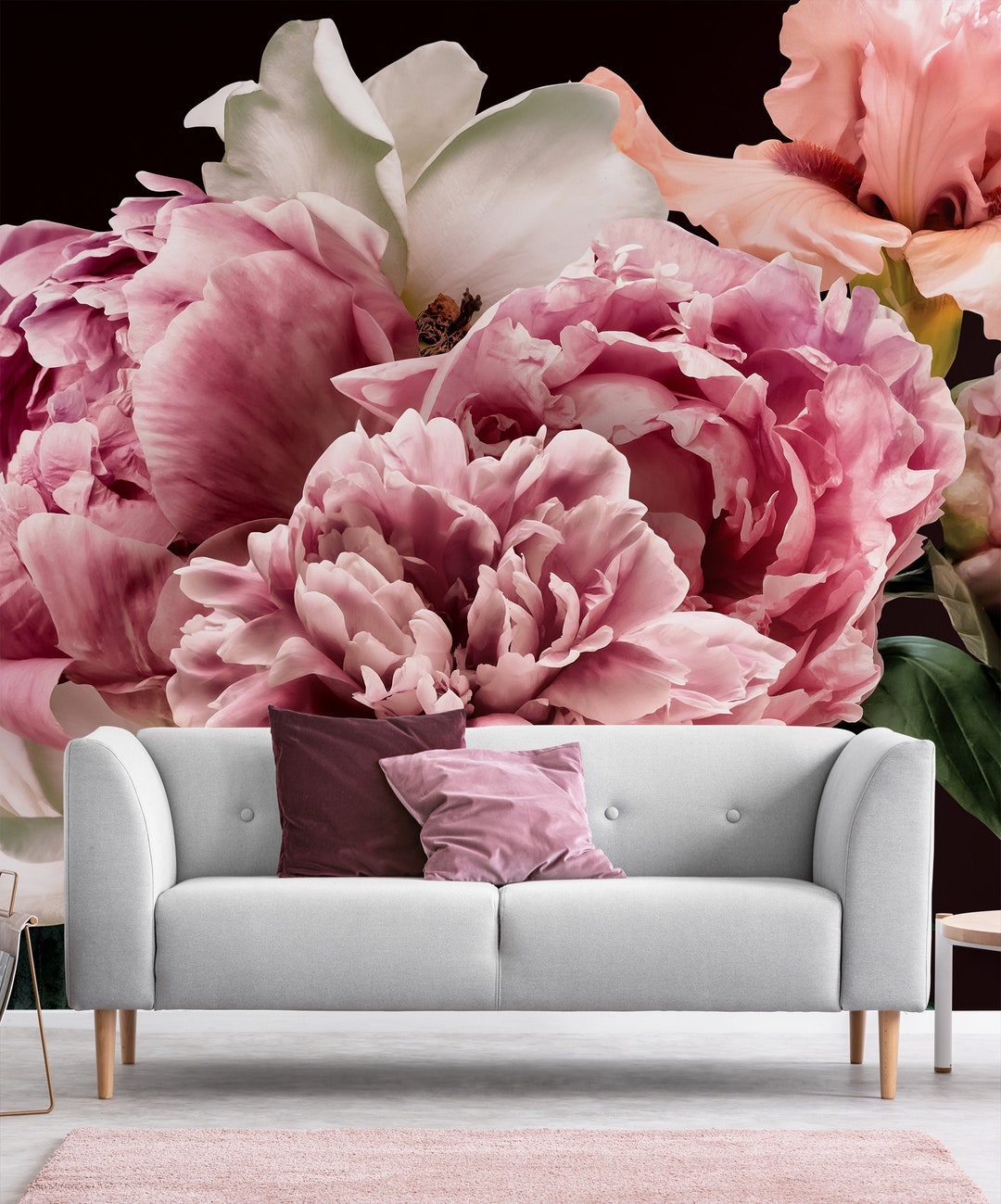 Bouquet of Pink Peonies, Peony Wallpaper, Self Adhesive, Peel and Stick ...