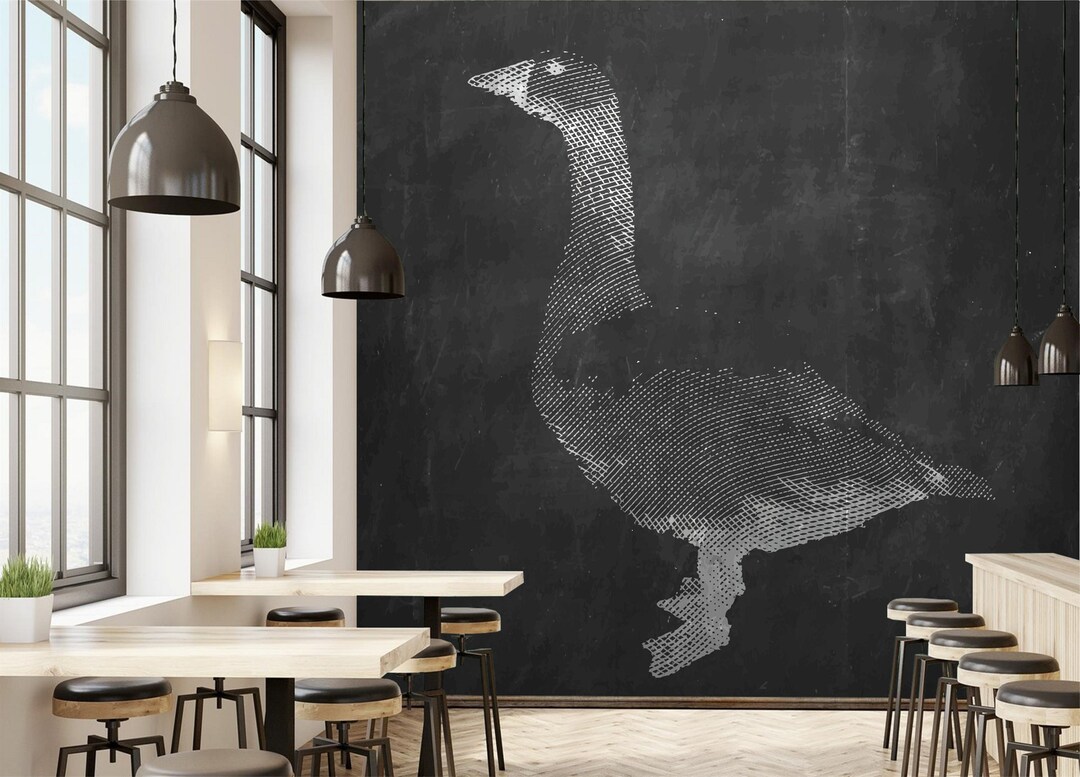 Goose Crosshatch Wallpaper Mural, Dark Concrete, Peel and Stick - Etsy