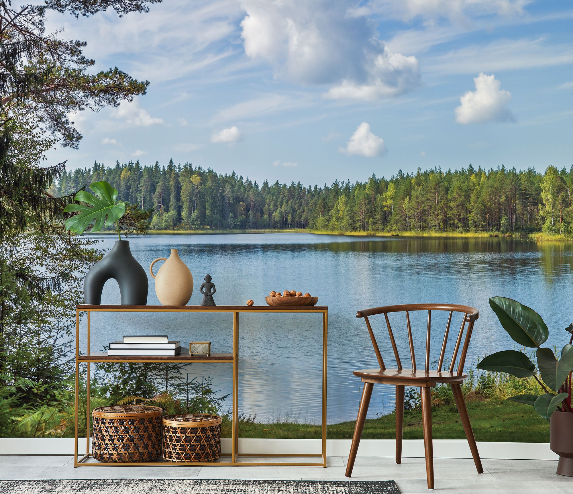 Lake & Forest Landscape Wallpaper | Peel and Stick Vinyl - Etsy