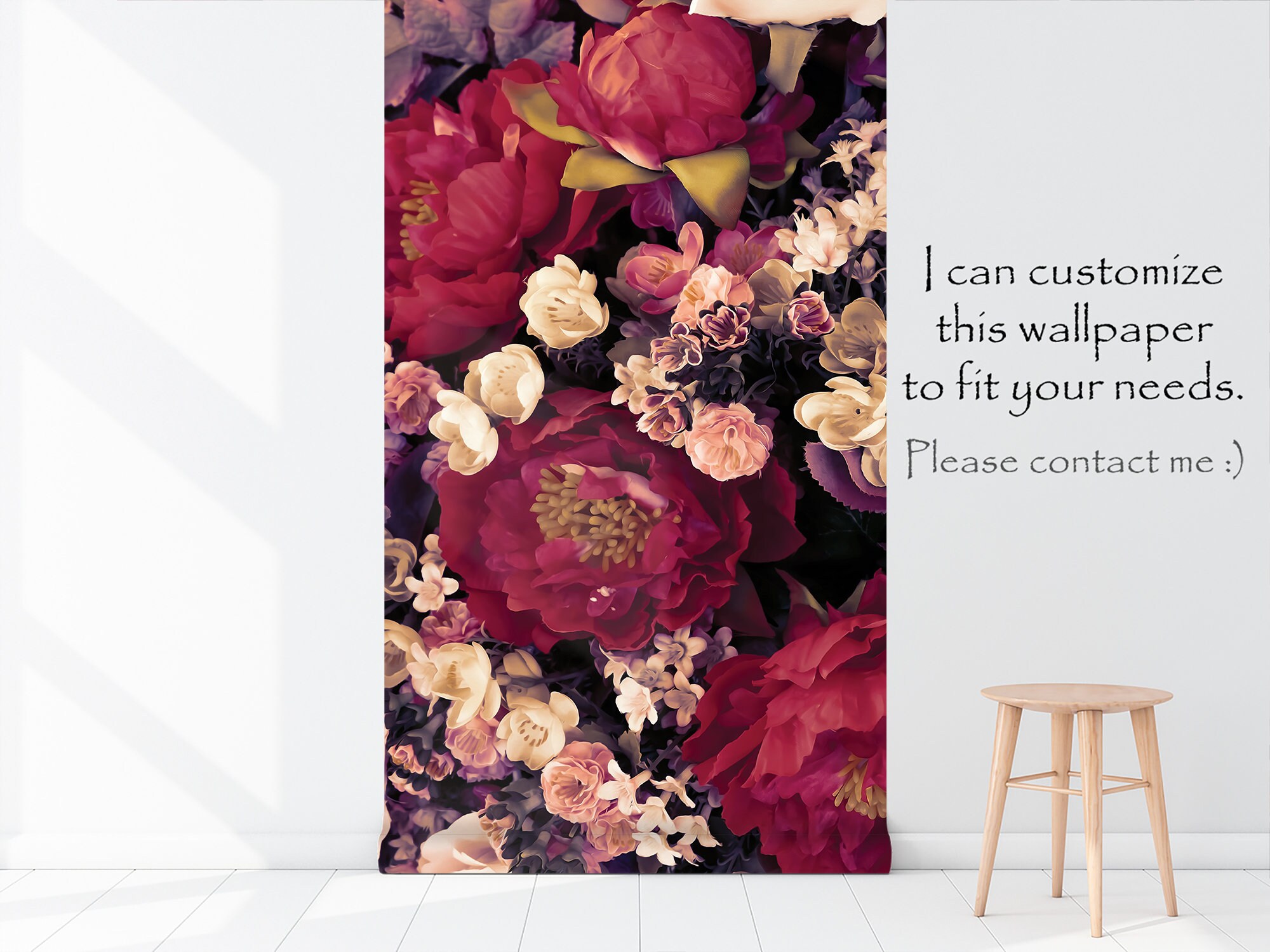 Elegant Artificial Roses Wallpaper, Self Adhesive, Peel and Stick Wall ...