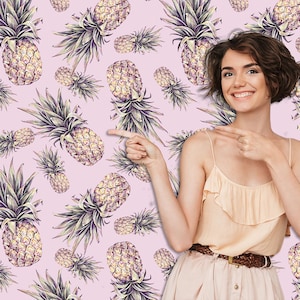Pineapple abstract wallpaper, home decor, wall decal, removable peel and stick wallpaper,clipart wallpaper pink background,sticker,oldschool