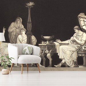 Antique wallpaper, vintage wall mural | Peel and Stick (Self Adhesive) or Non Adhesive Vinyl Paper