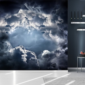 Dramatic Clouds wallpaper | self-adhesive, removable, peel & stick wall mural, wall decor