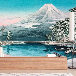 Abstract winter mountain landscape wallpaper | Peel and Stick (Self Adhesive) or Non Adhesive Vinyl Paper