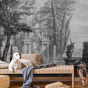 Ancient ruins wall mural, vintage print wallpaper | Peel and Stick (Self Adhesive) or Non Adhesive Vinyl Paper