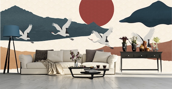 Papel pintado mural de pared de estilo japonés, sin regalos, autoadhesivo,  extraíble, despegar y pegar, para decoración de pared del hogar