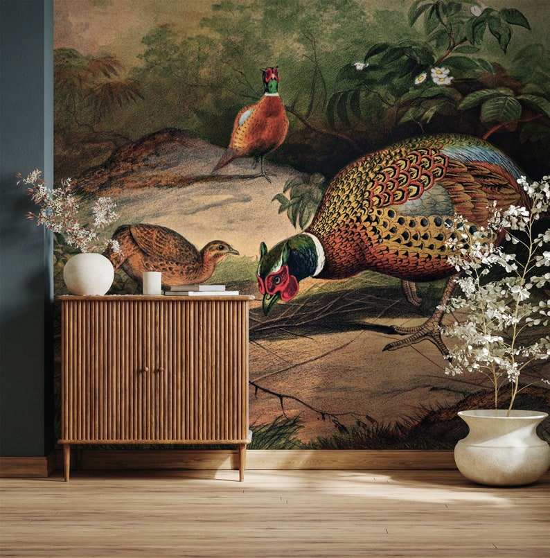 Vintage Bird Wallpaper | Peel and Stick (self Adhesive) or Non Adhesive ...