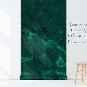 Emerald green abstract wallpaper, self adhesive, peel and stick wall mural image 5
