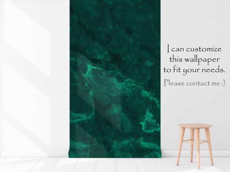 Emerald green abstract wallpaper, self adhesive, peel and stick wall mural image 5