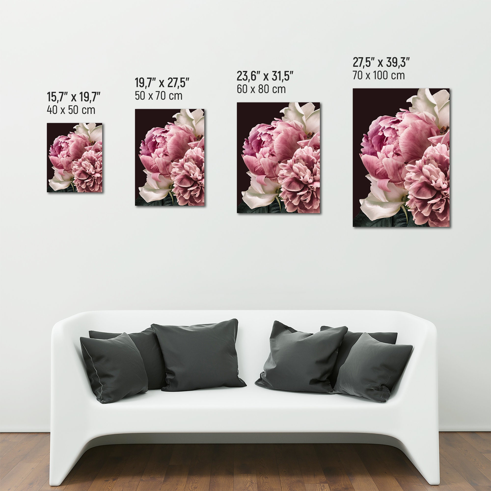 Beautiful Painted Pink Peony Flowers Canvas Print Botanical | Etsy