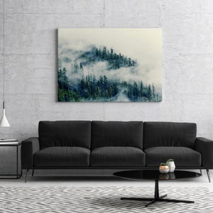 Foggy conifer forest Canvas Print, Botanical print, Modern Wall Decor, FOR SELF ASSEMBLY