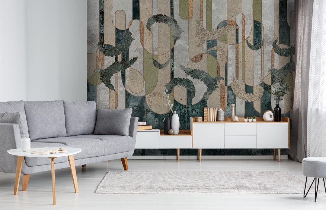Buy Abstract Geometric Wallpaper, Modern Wall Mural, Home Decor Peel