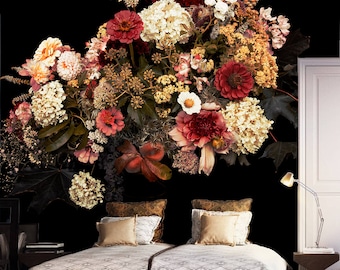 Peel-and-Stick bloemenboeket, behang donkere natuur