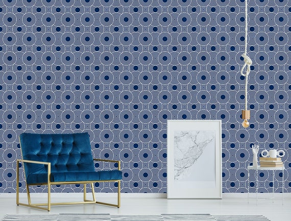 Navy blue cheap pattern wallpaper