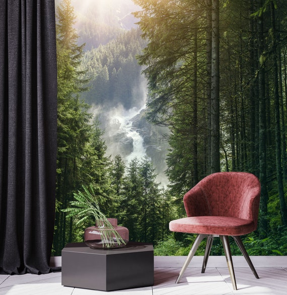 The Krimml Waterfalls and Forest Wallpaper Self-adhesive, Removable, Peel &  Stick Wall Mural - Etsy