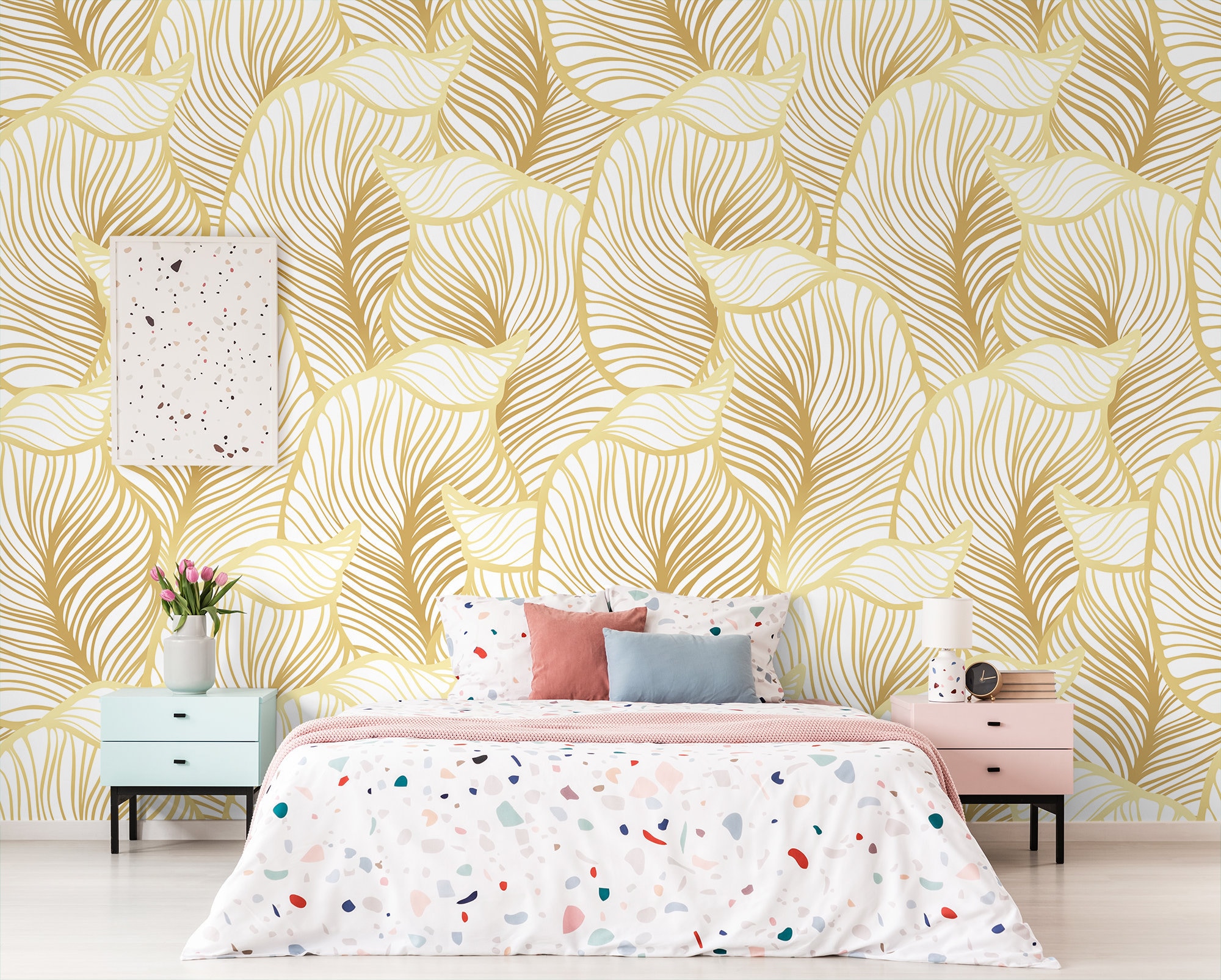 Leaf Wallpaper Print Painting Home Decor Wall Decal | Etsy