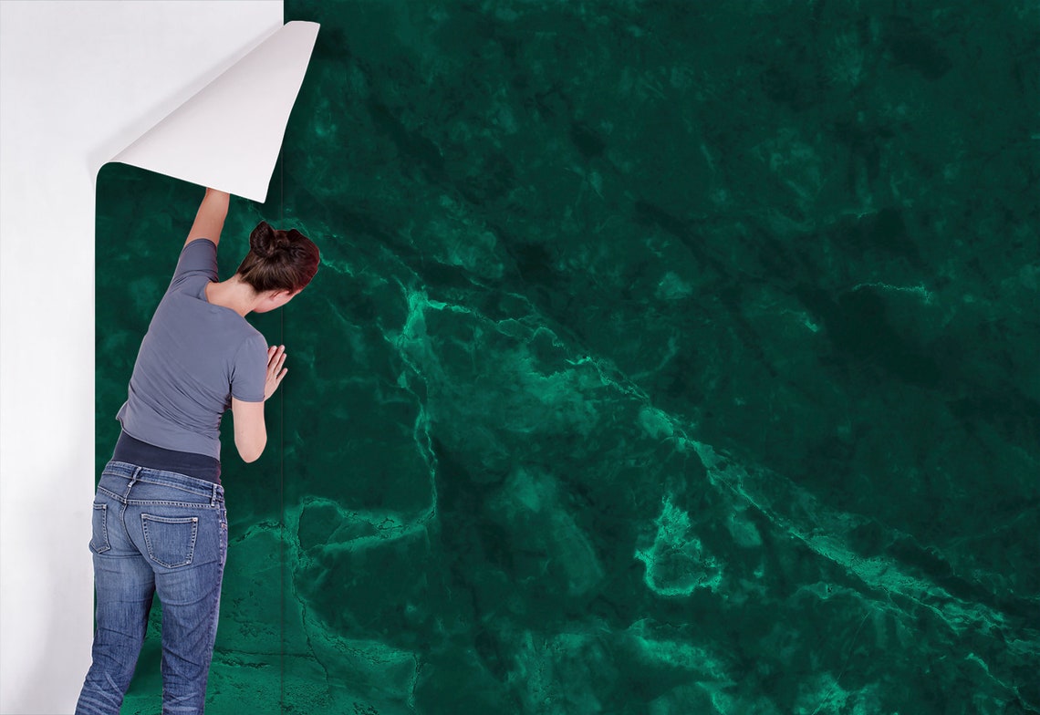 Emerald Green Abstract Wallpaper Self Adhesive Peel and Etsy