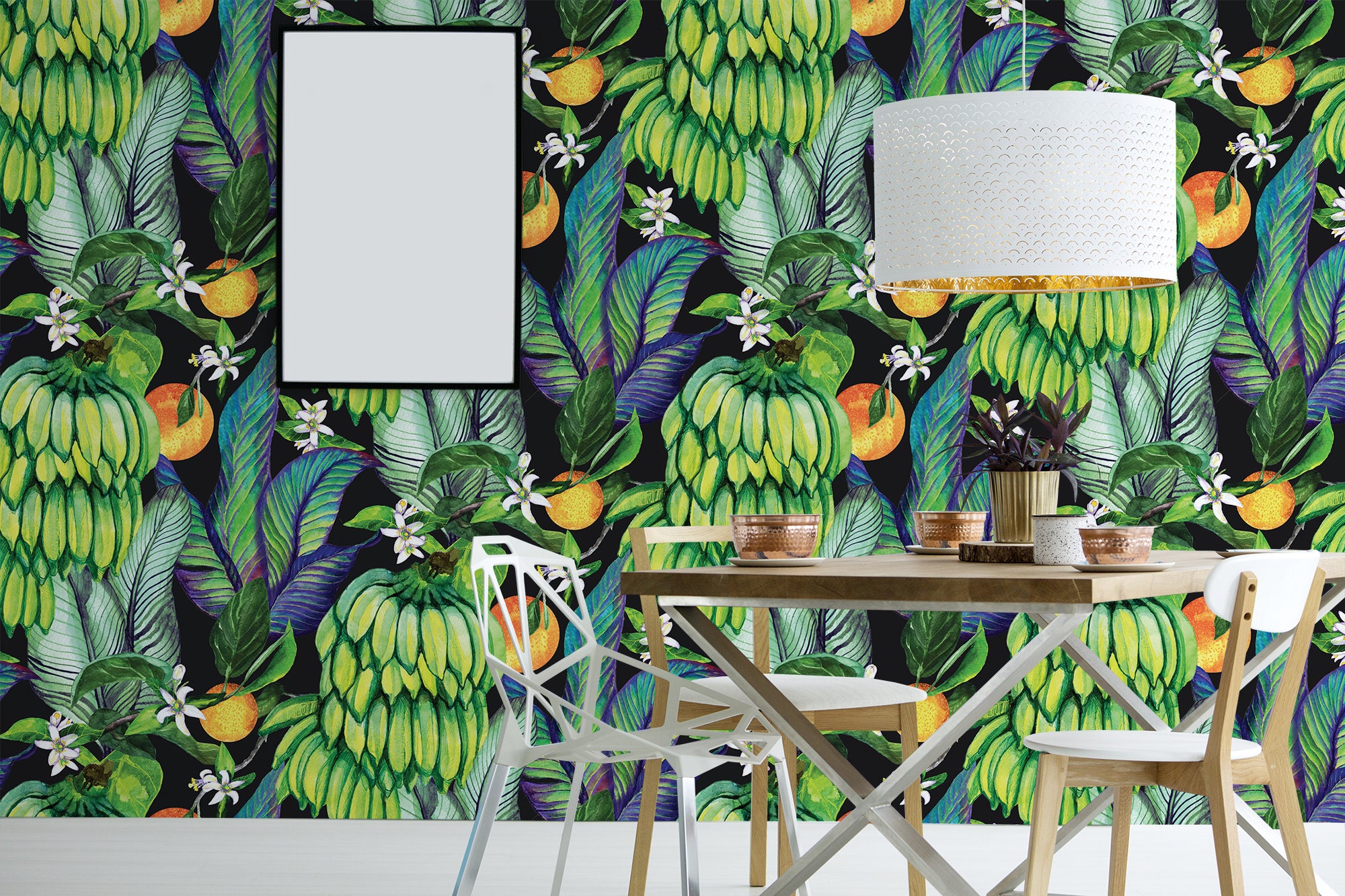Watercolor Tropical Fruit Wallpaper, Peel and Stick Wall Mural - Etsy