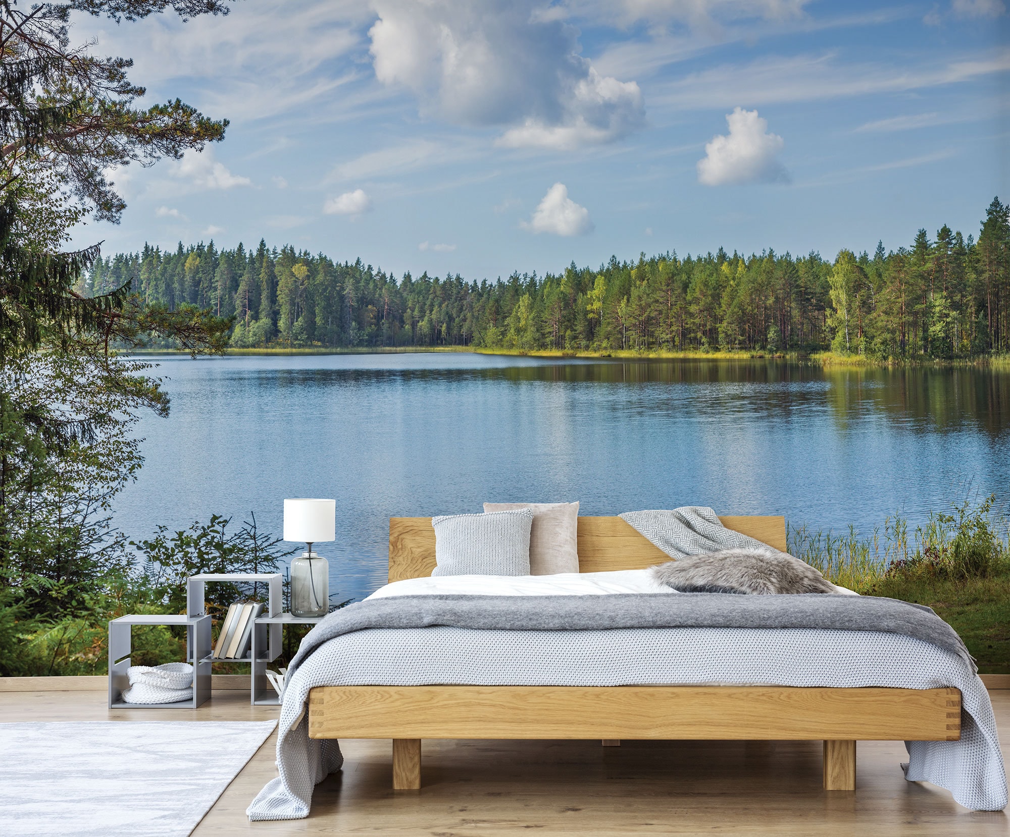 Lake & Forest Landscape Wallpaper | Peel and Stick Vinyl - Etsy