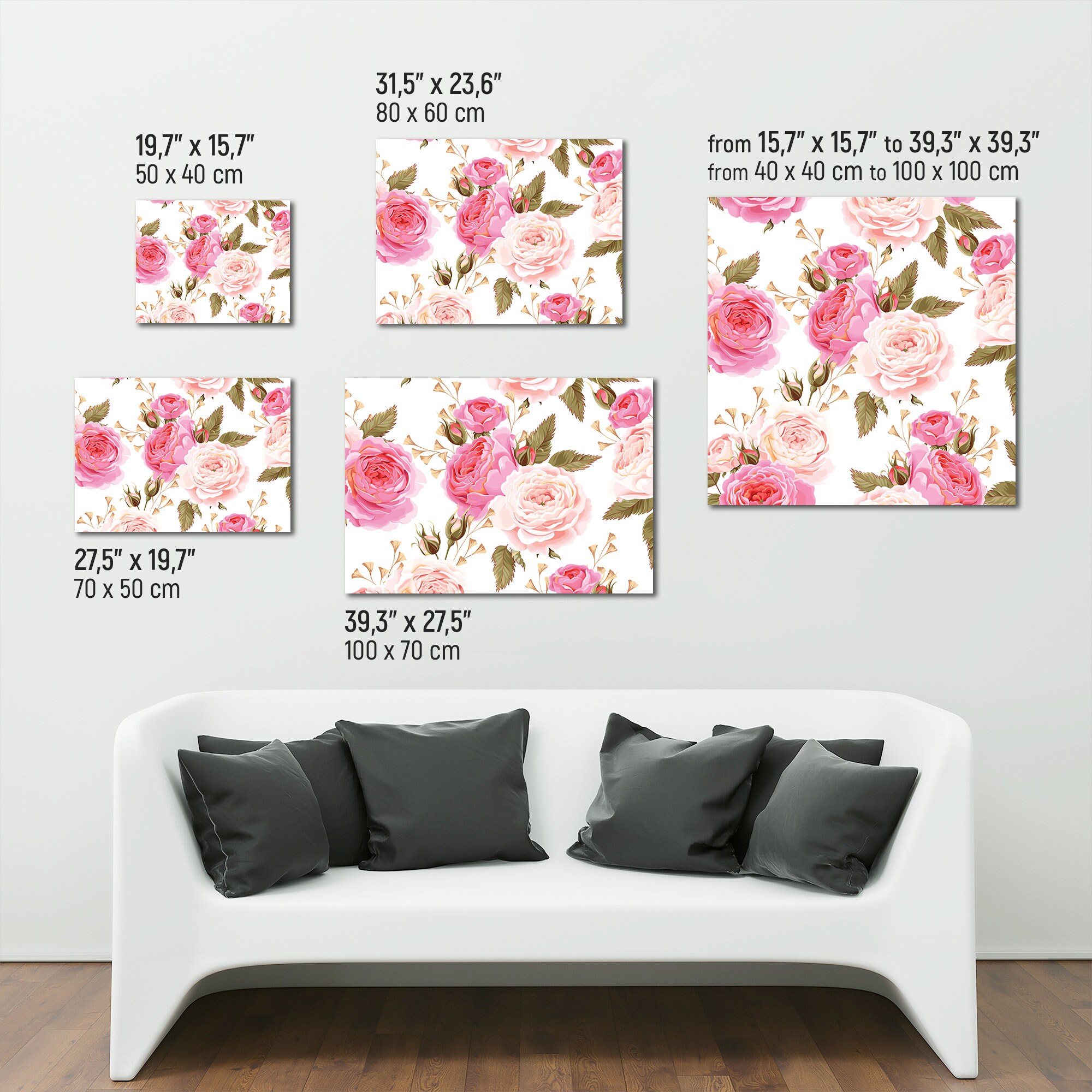 Pink Roses Canvas Print, Botanical Wall Decor (FOR SELF ASSEMBLY) - Etsy