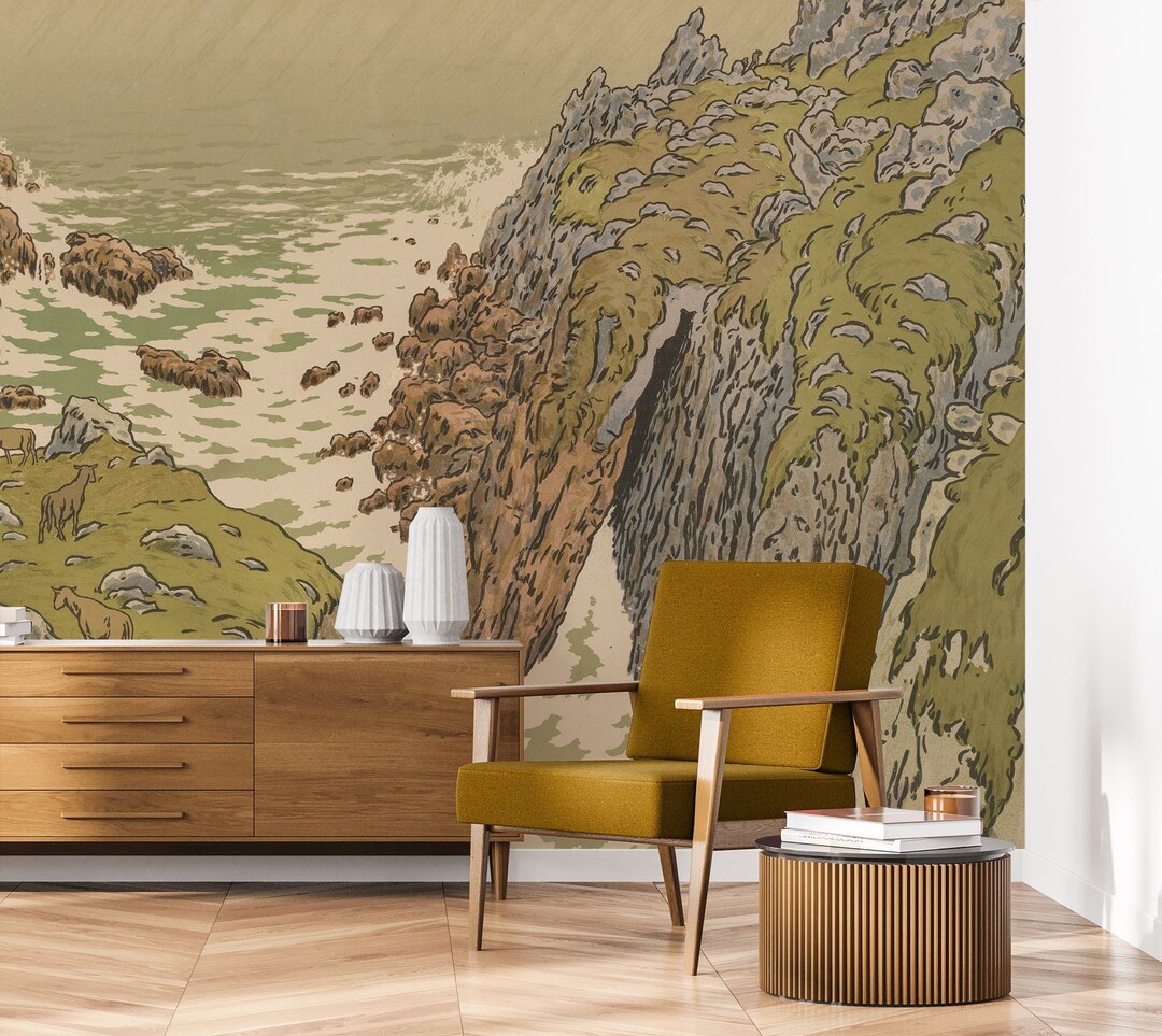 Abstract Watercolor Cliffs Wallpaper, Scenic Wall Art | Peel and Stick ...