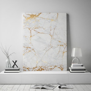 Gold Vein Marble Canvas Print, Modern Wall Art (FOR SELF ASSEMBLY)