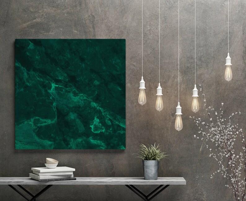 Dark Green Abstract Canvas Print Modern Wall Decor FOR SELF | Etsy