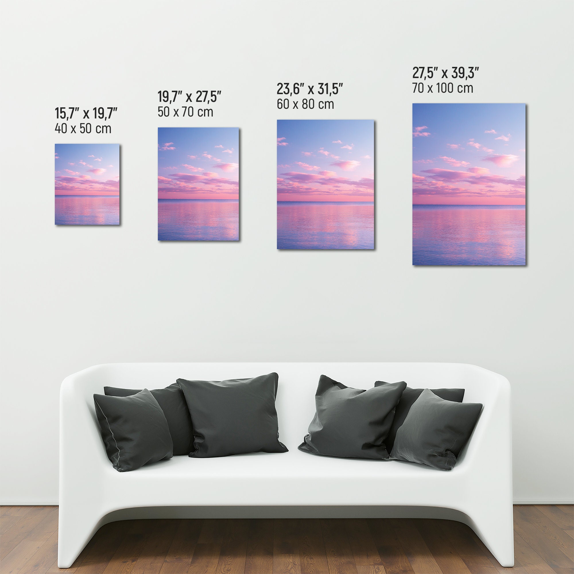 Pink Purple Sunset Canvas Print, Modern Ocean Wall Art (FOR SELF ...