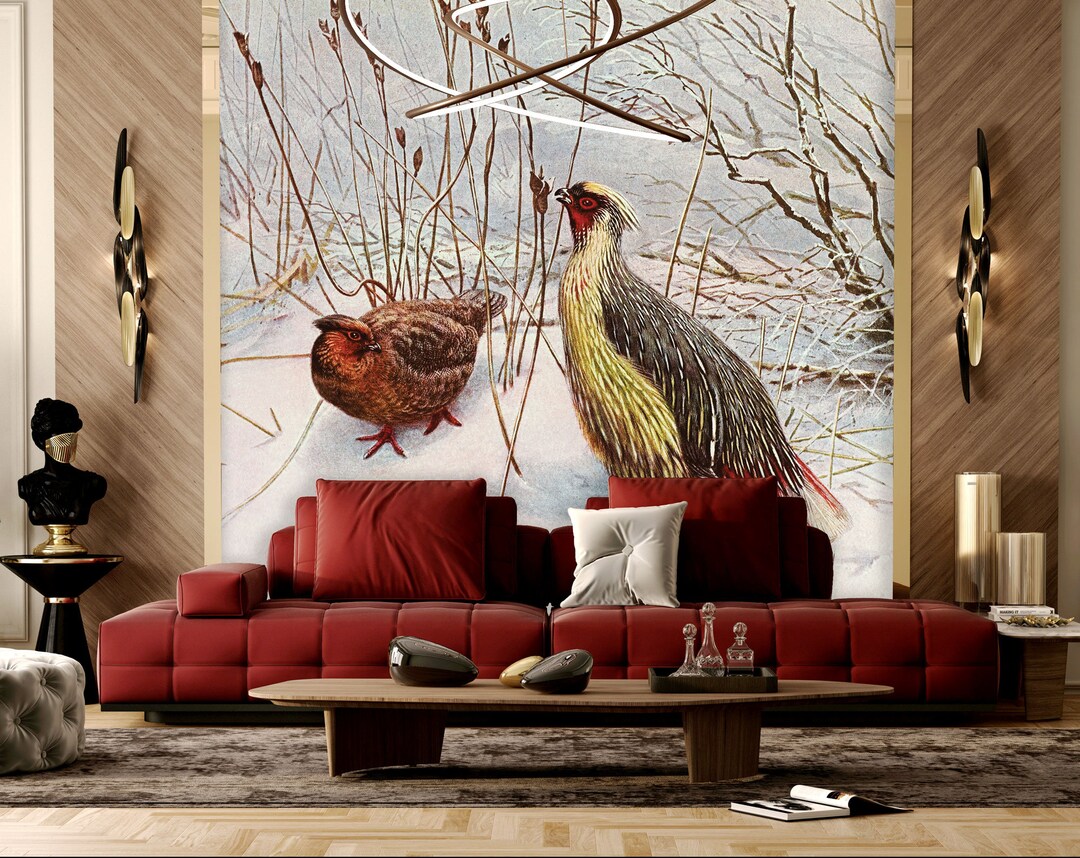 Two Wild Birds Wallpaper, Bird Wallpaper, Nature Wallpaper Peel and