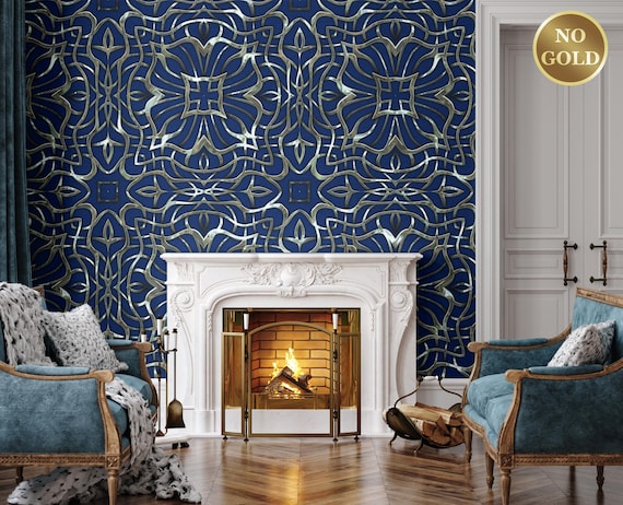 Fancy Silver Pattern Blue Blue And Silver Pattern Wallpaper