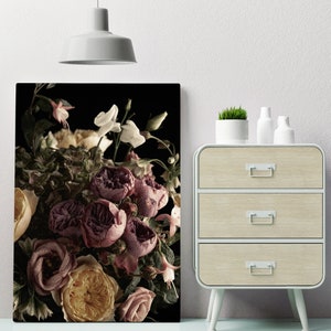 Fresh peony bouquet Canvas Print, Botanical print, Modern Wall Decor, FOR SELF ASSEMBLY
