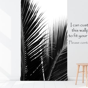 Black and White Palm Leaves Wallpaper, Self Adhesive, Peel and Stick ...